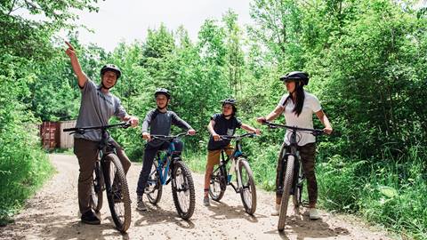 A family enjoying biking at Blue Mountain Resort
