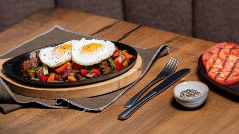 The breakfast skillet at The Pottery Alpine Restaurant