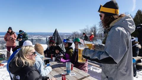 A group enjoying some beer at Off-Piste
