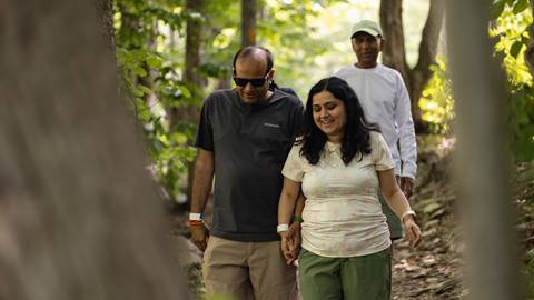 A group exploring and enjoying a hike at Blue Mountain Resort