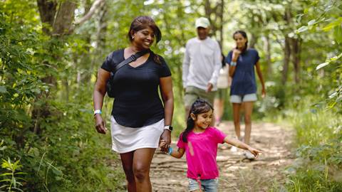 A mother and daughter on a hike