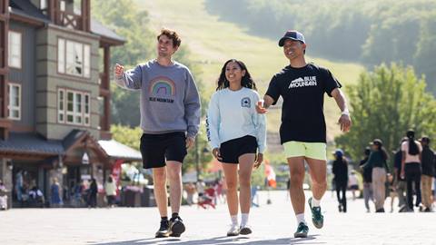 A group walking around the Blue Mountain Resort
