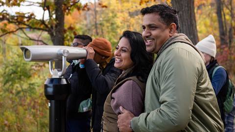 A group enjoying the view during Fall at Blue Mountain Resort