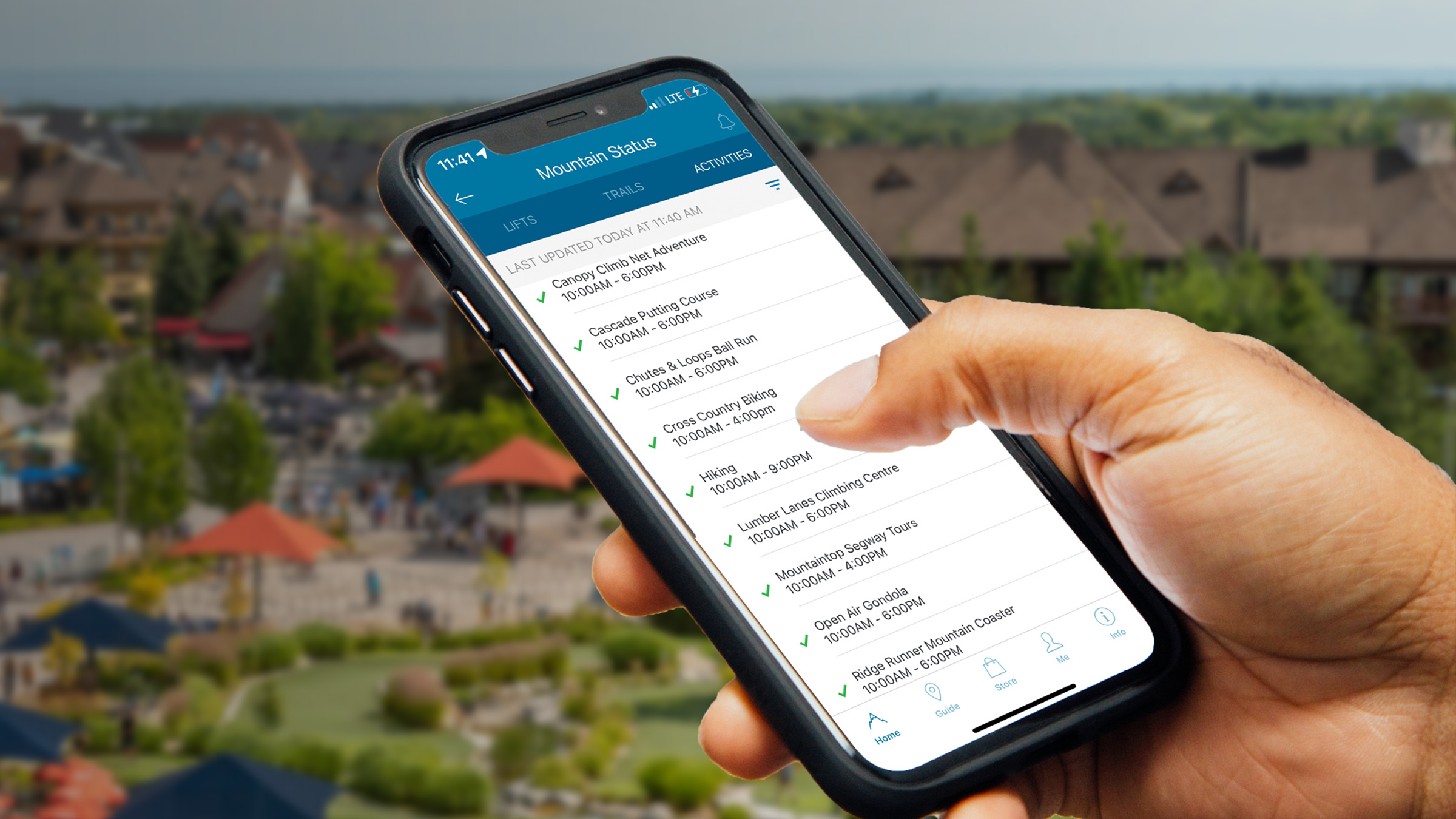 Blue Mountain App Mockup Mountain Status