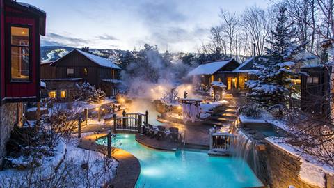 Panoramic view of the Scandinave Spa in the Winter at Blue Mountain
