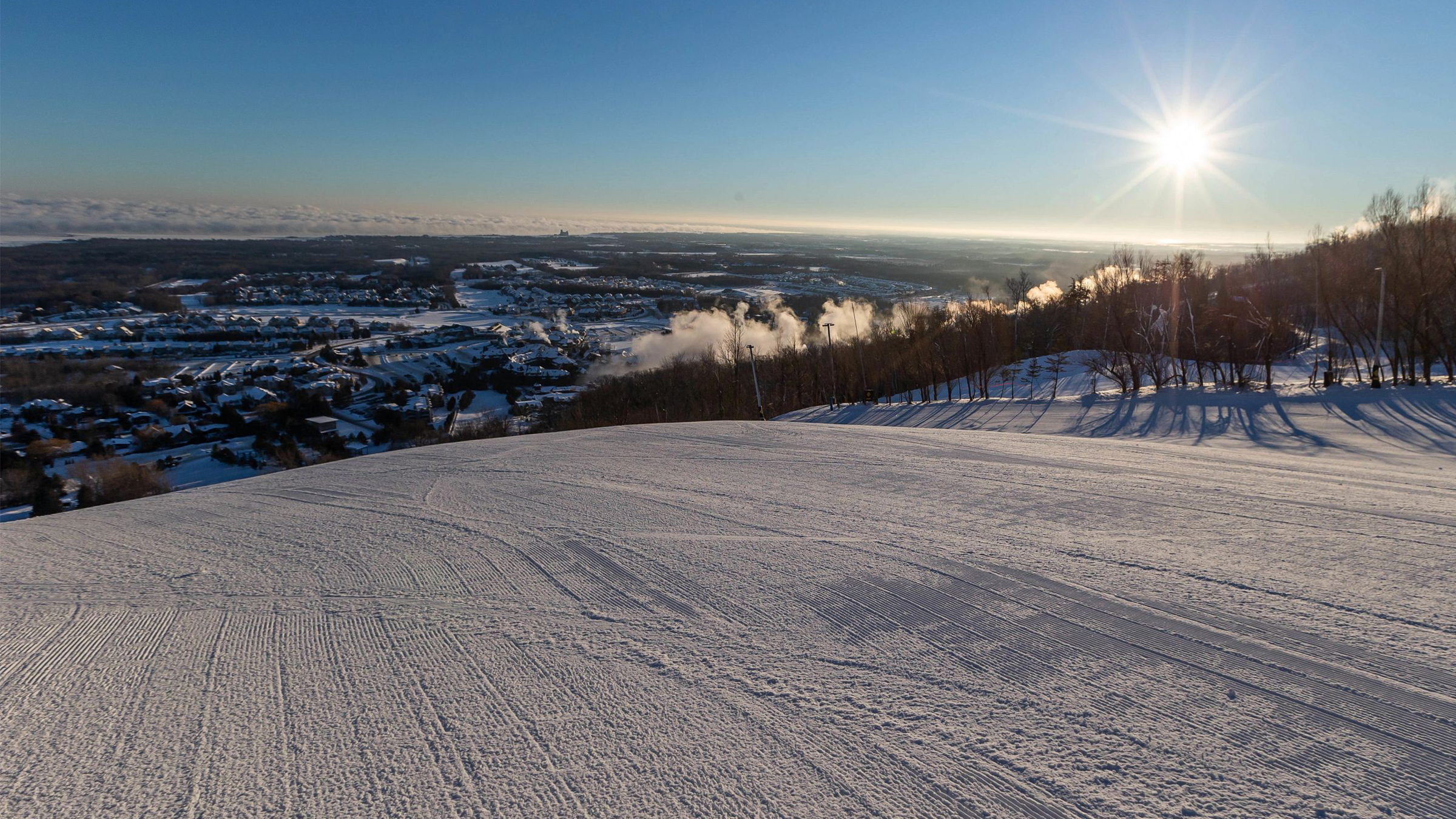 Blue Mountain View in Winter on a Blue Sky Day