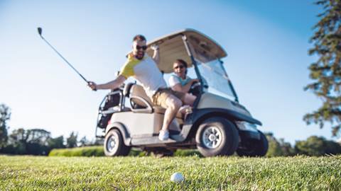 Two men enjoying their time at Monterra Golf at Blue Mountain