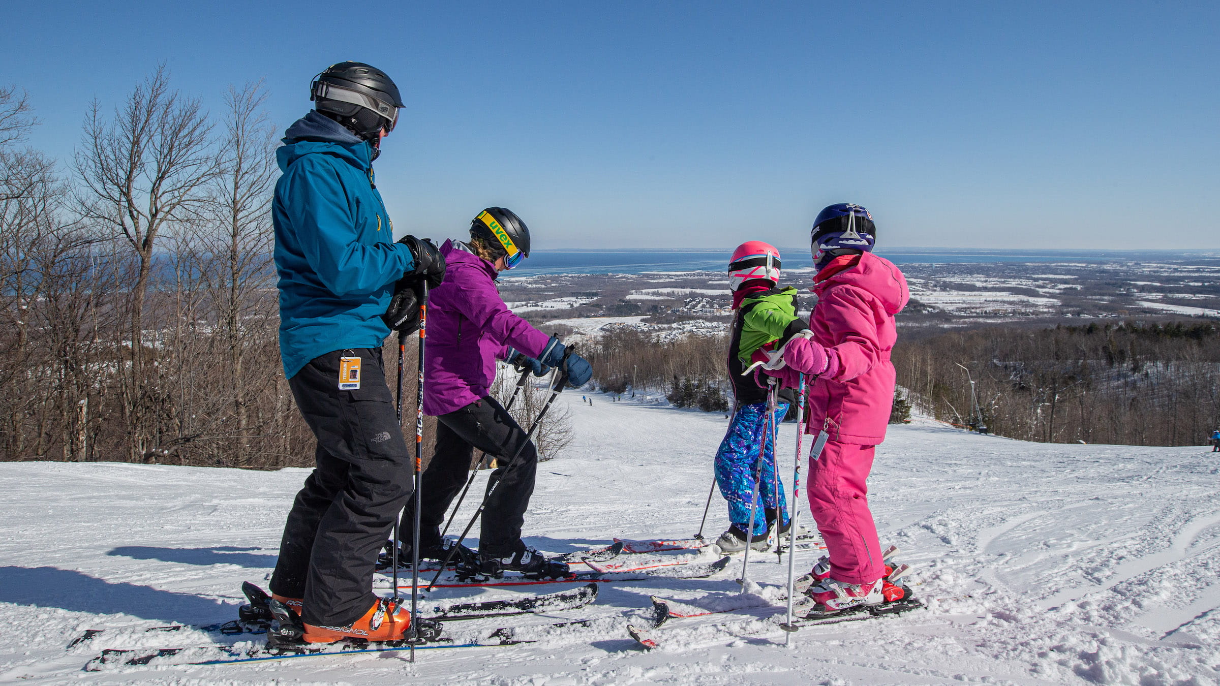 Family on hill action shots at Blue Mountain Resort