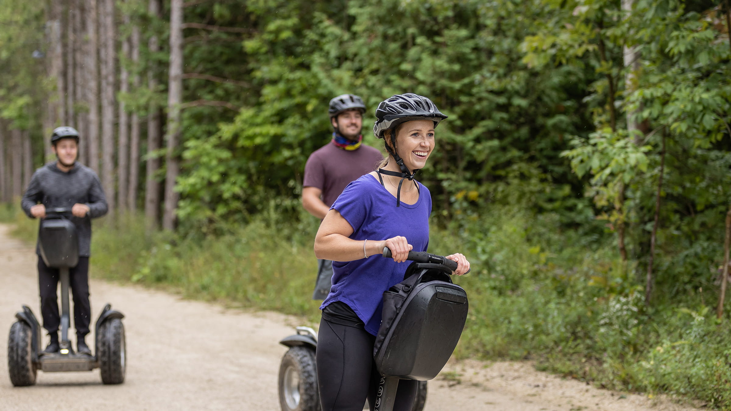 Group of people riding Segways along Blue Mountain trails