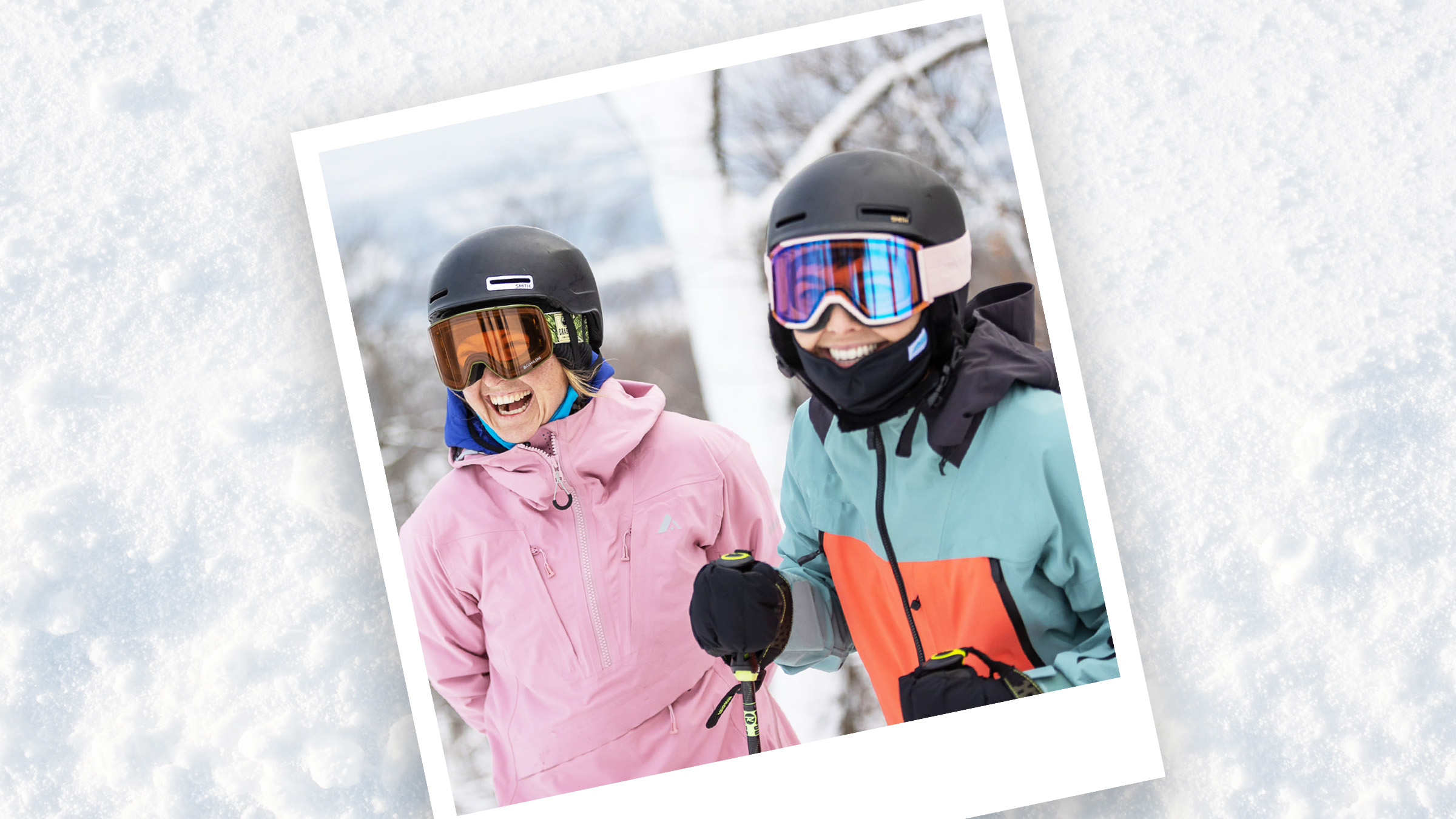 Double Double polaroid with 2 skiers on Blue Mountain