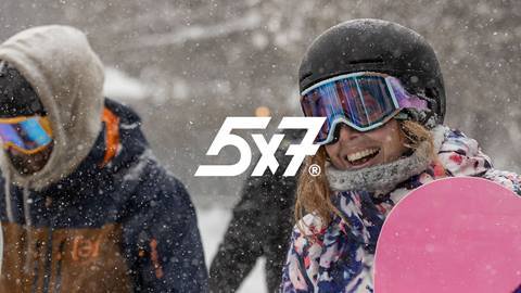 2023/24 5x7® Logo at Blue mountain with Snowboarders