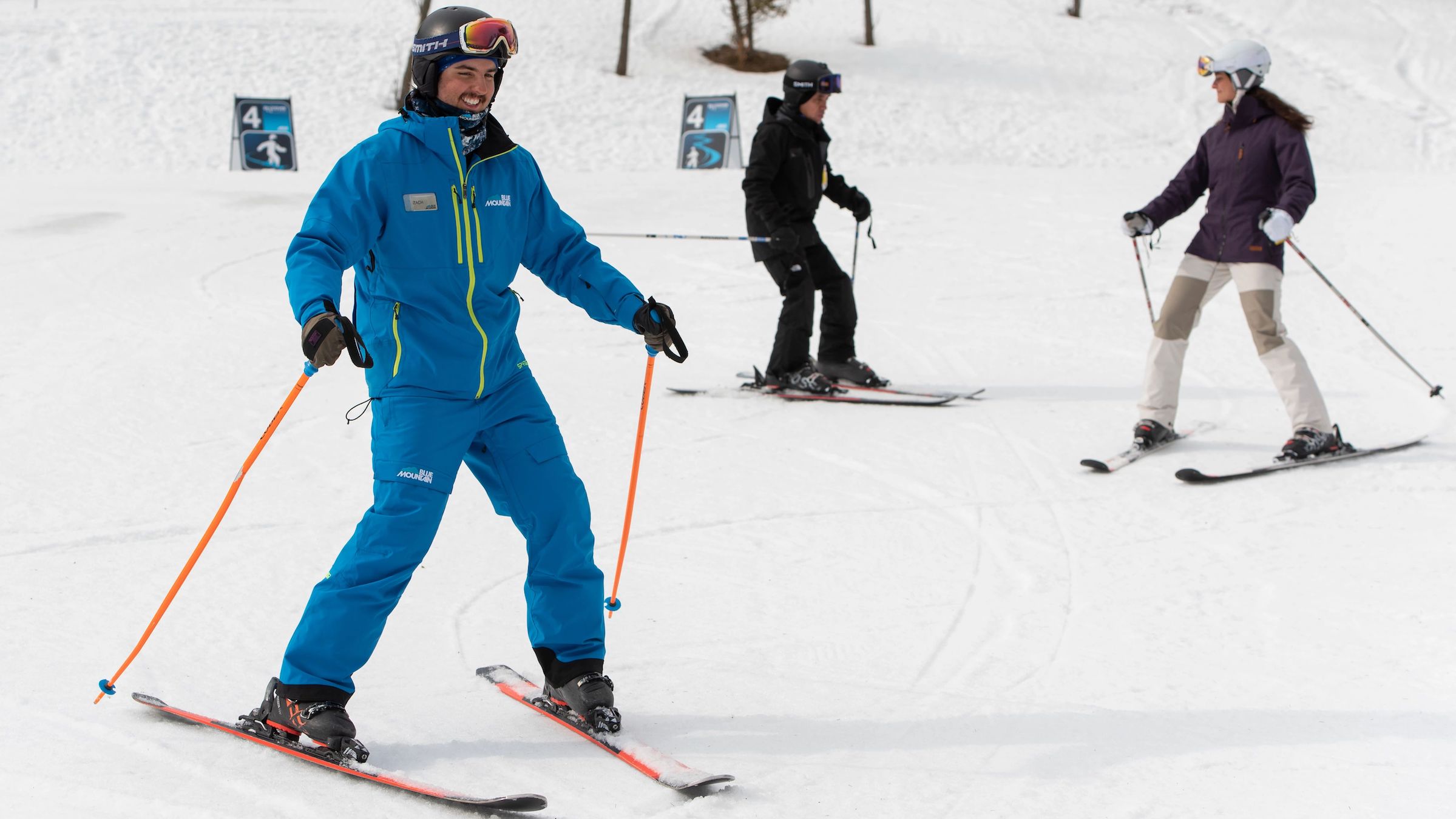 New skier with instructor during Private Ski Lessons at Blue Mountain