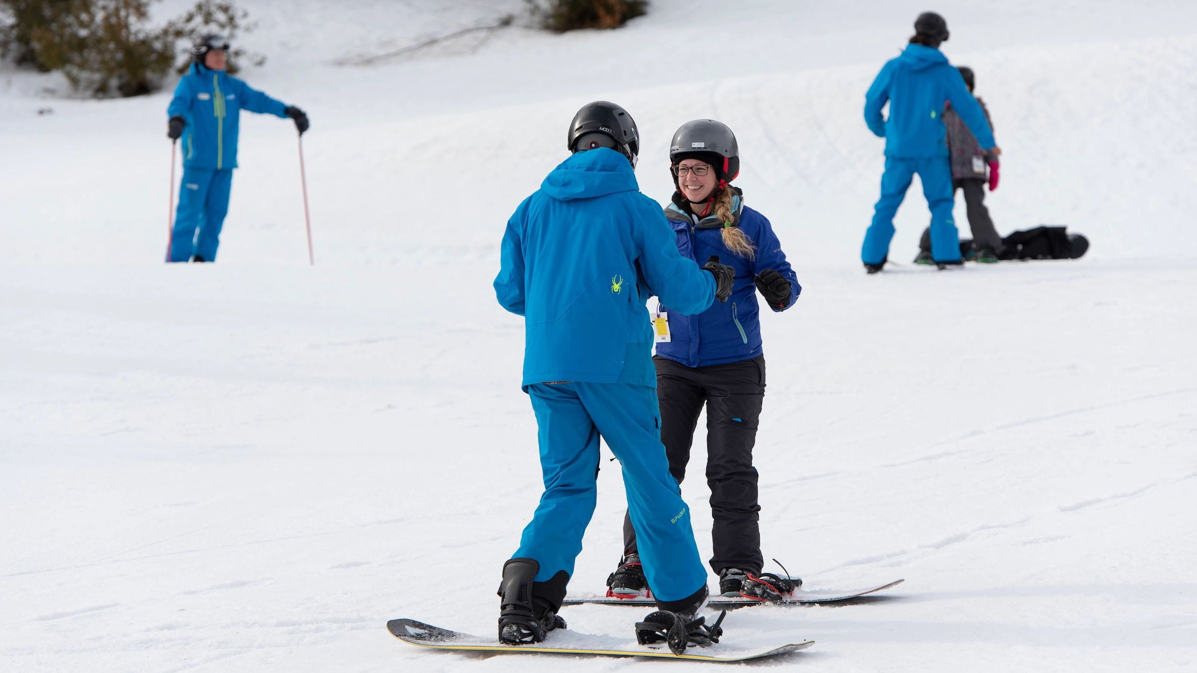 New skier with instructor during Private Snowboard Lessons at Blue Mountain