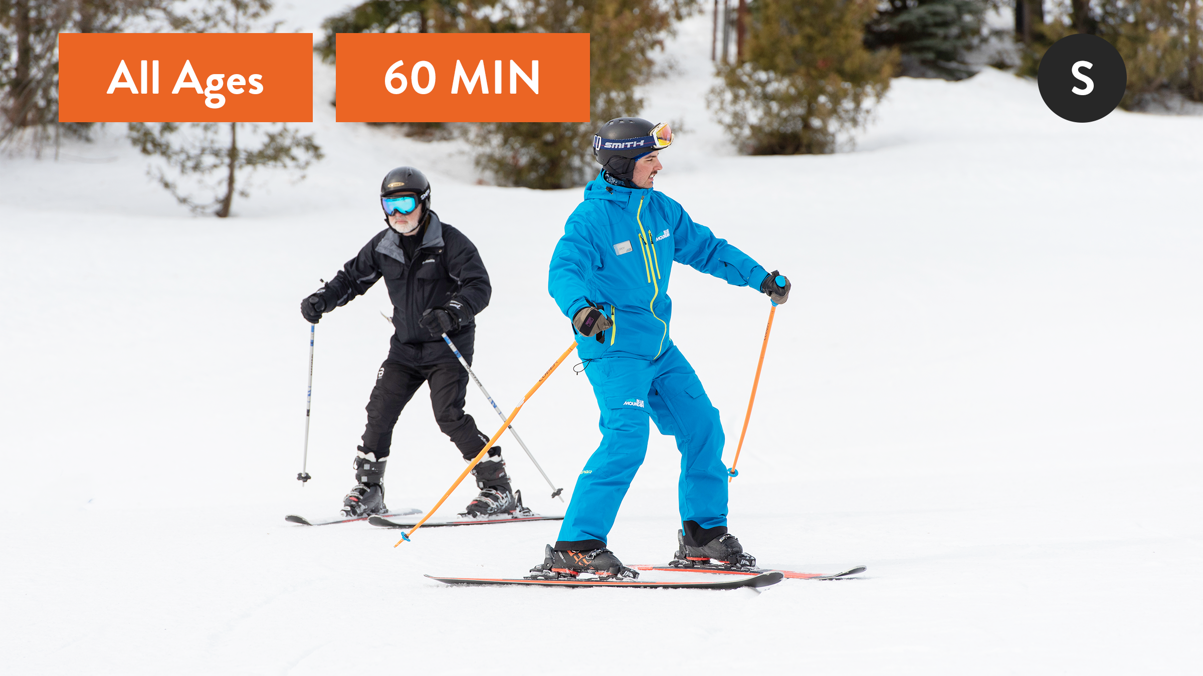 New skier with instructor Private Ski Lessons 60 minutes at South Blue Mountain