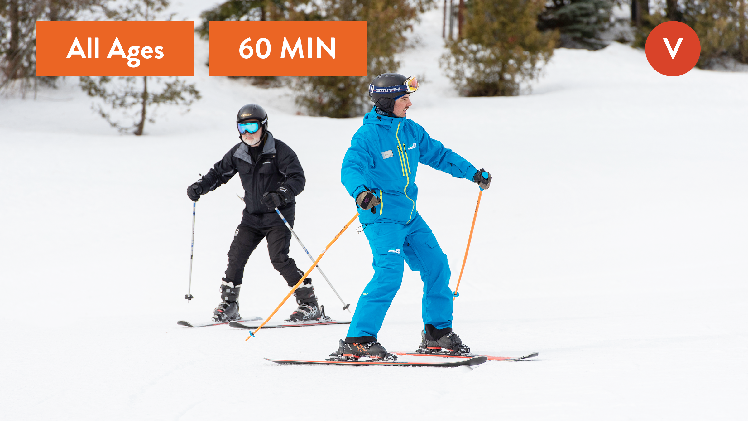 New skier with instructor Private Ski Lessons 60 minutes Village Blue Mountain