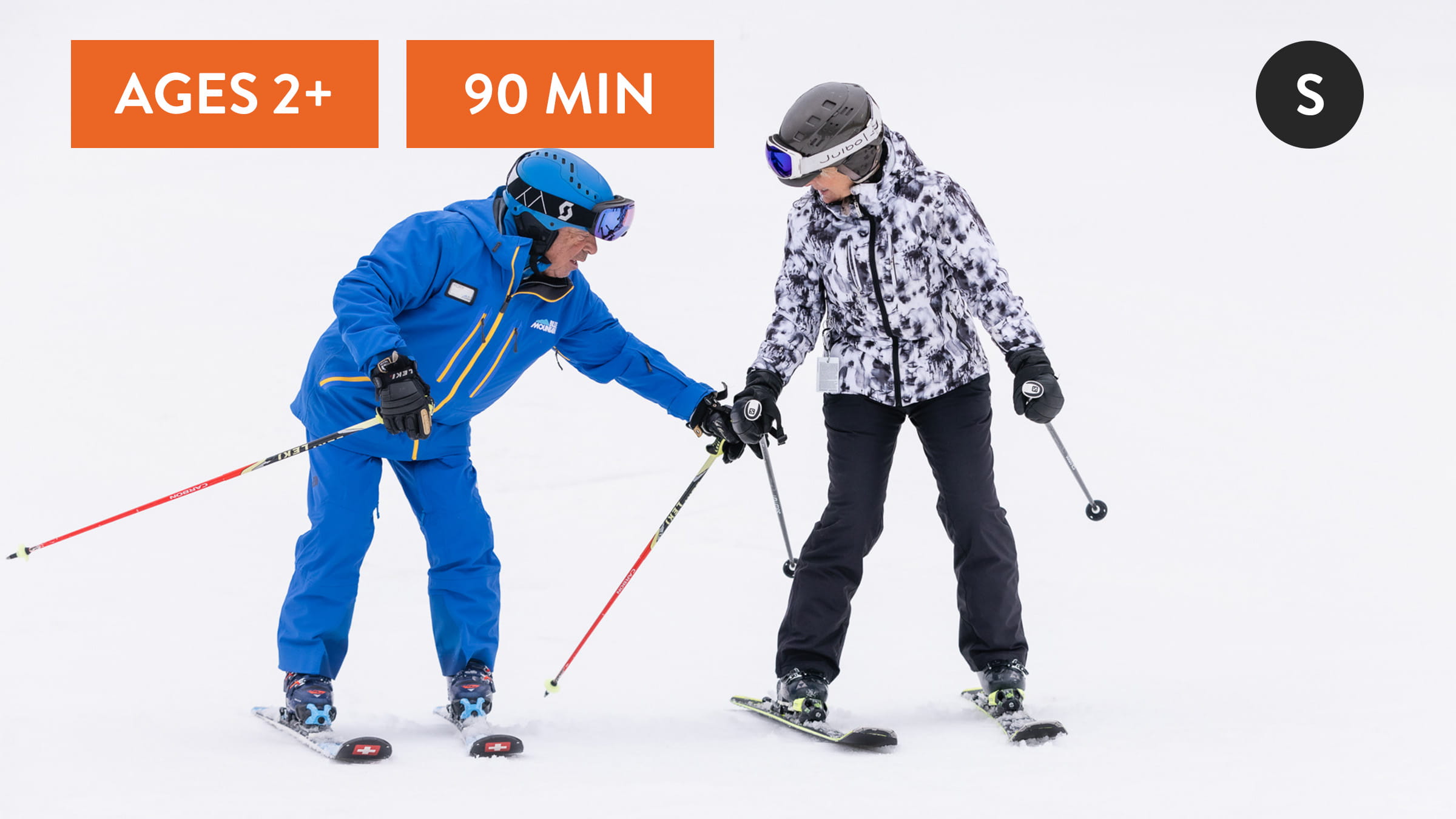 New skier with instructor in Private Ski Lessons 90 minutes South Blue Mountain