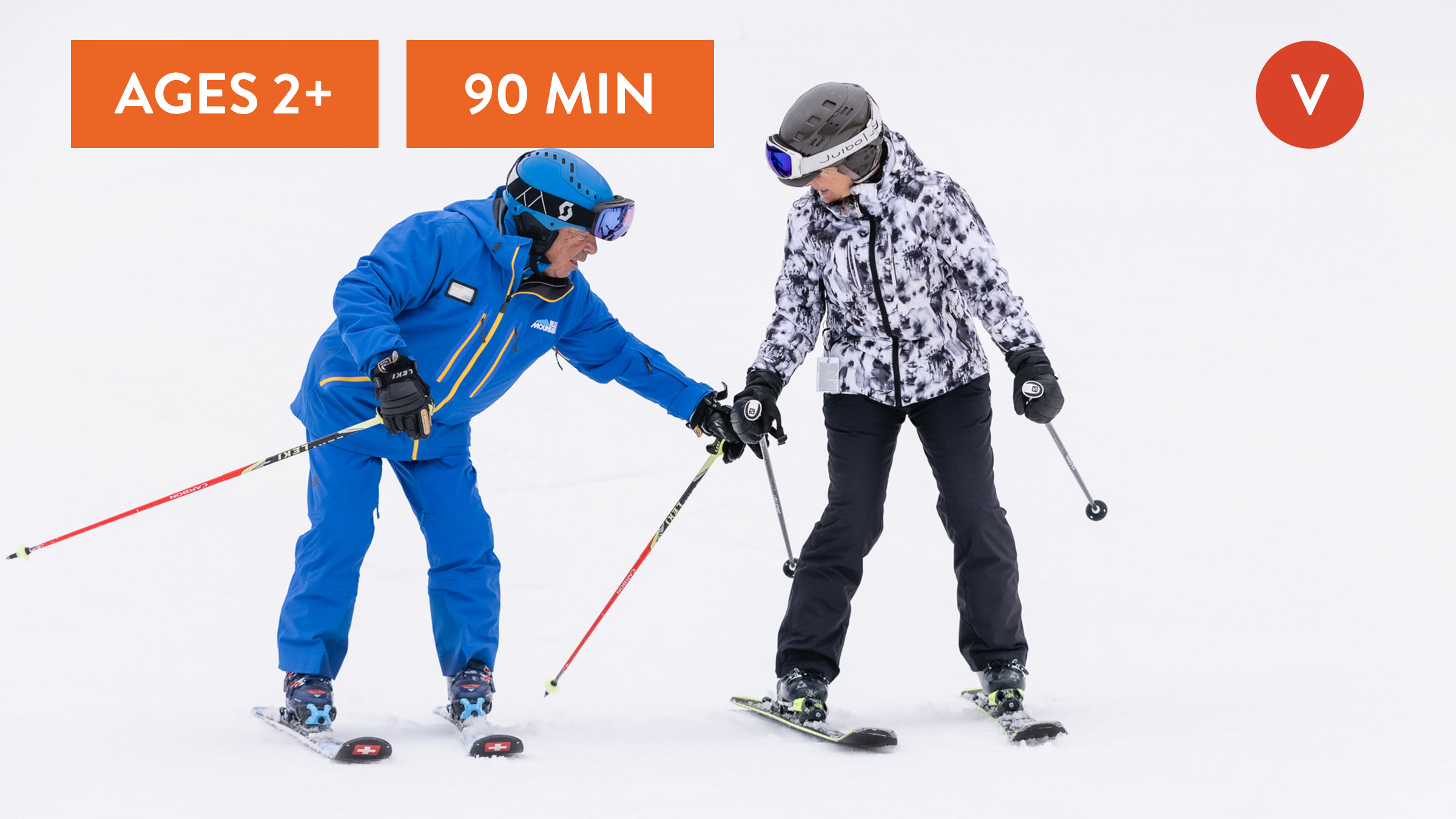 New skier with instructor during Private Ski Lessons 90 minutes Village Blue Mountain