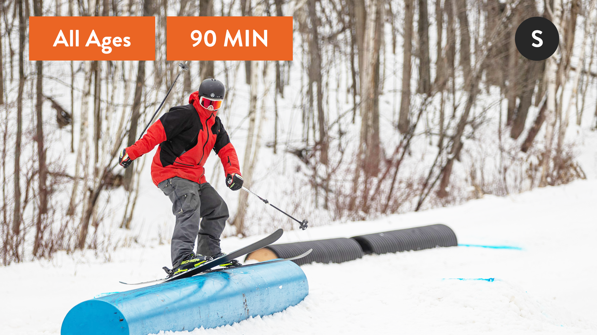 New skier on rail at Private Ski Lessons Park South Blue Mountain