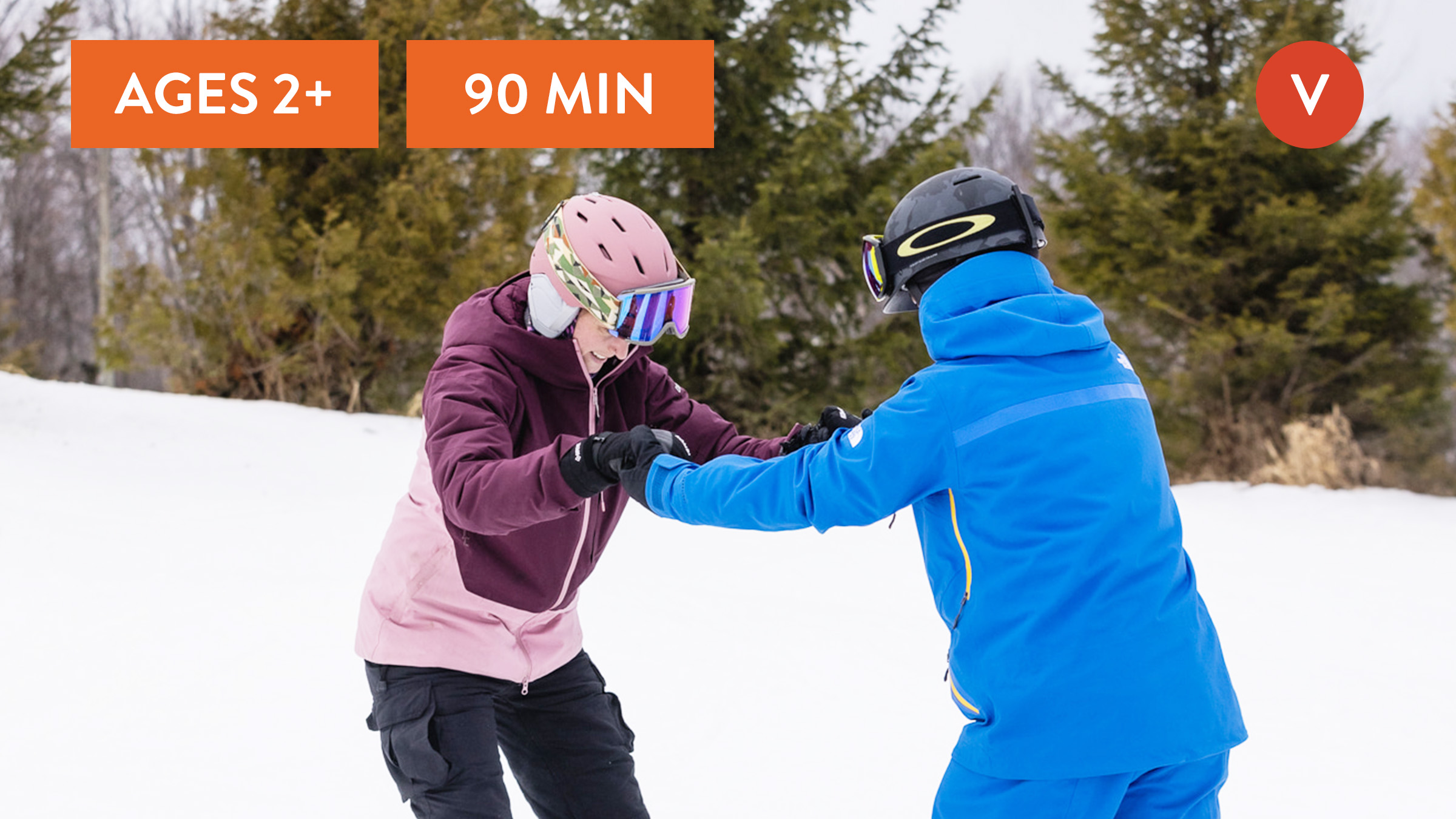 New Snowboarder with instructor during Private Snowboard Lessons 90 minutes in Village Blue Mountain