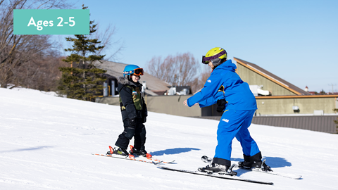 Child learning how to ski at Blue Mountain multi-week programs