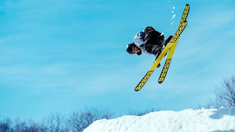 Skier racing during Christmas Masters Race Camp at Blue Mountain