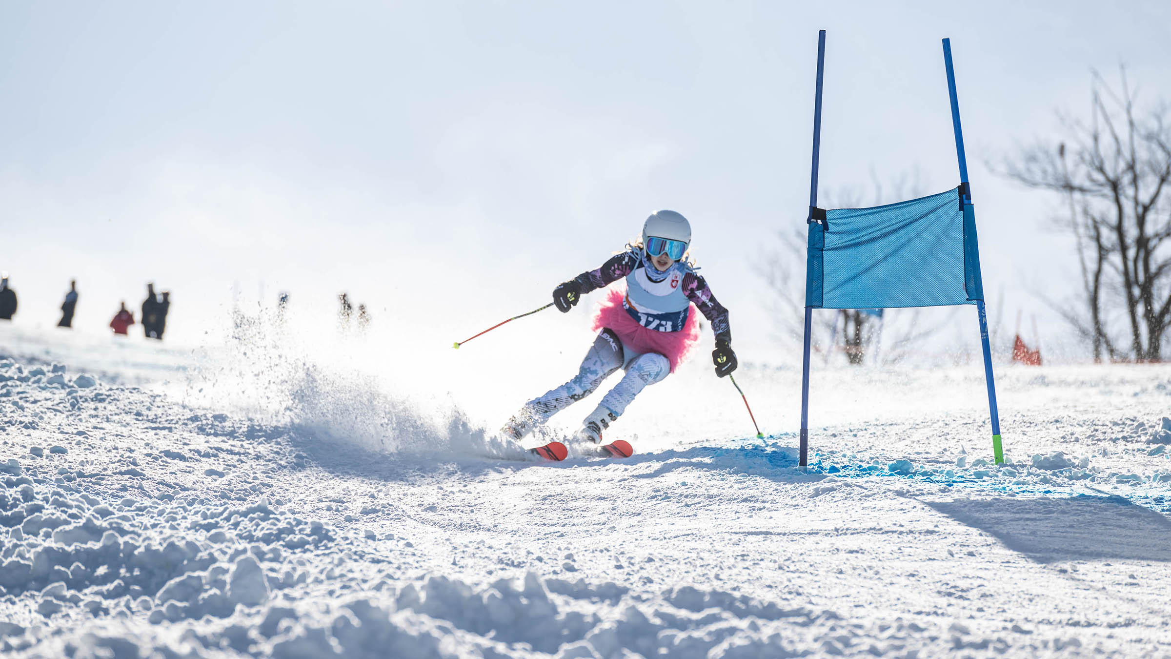 Skier racing during New Years Race Camp at Blue Mountain