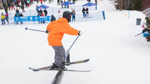 Skier racing during March Break Freestyle Ski Camp at Blue Mountain
