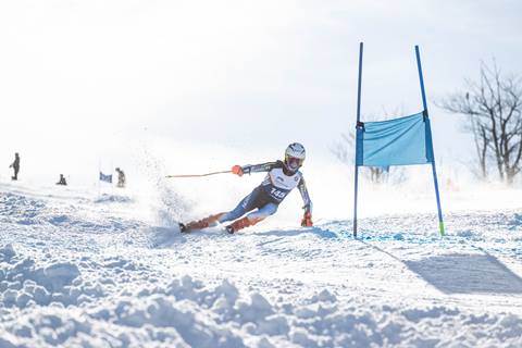 Skier racing during U19 Race Program at Blue Mountain