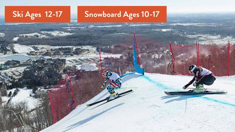Skiers riding Blue Mountain during Cross Program
