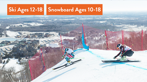 Skiers riding Blue Mountain during Cross Program