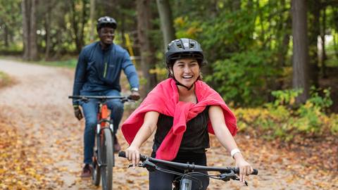 Two people enjoying their time on the bike at Blue Mountain