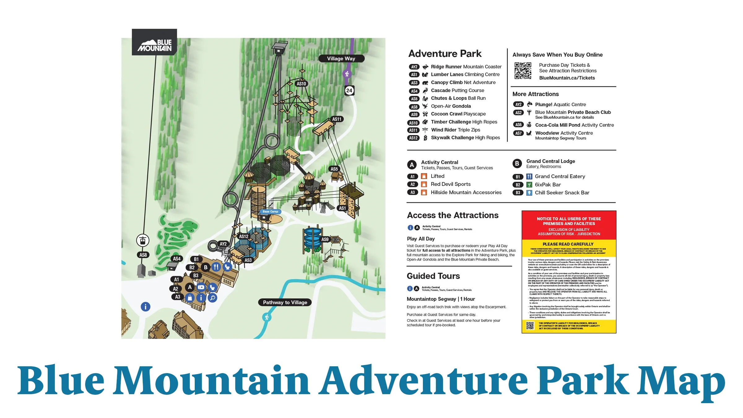 Blue Mountain Adventure Park Map