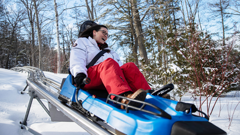 Person on Ridge Runner in winter at Blue Mountain