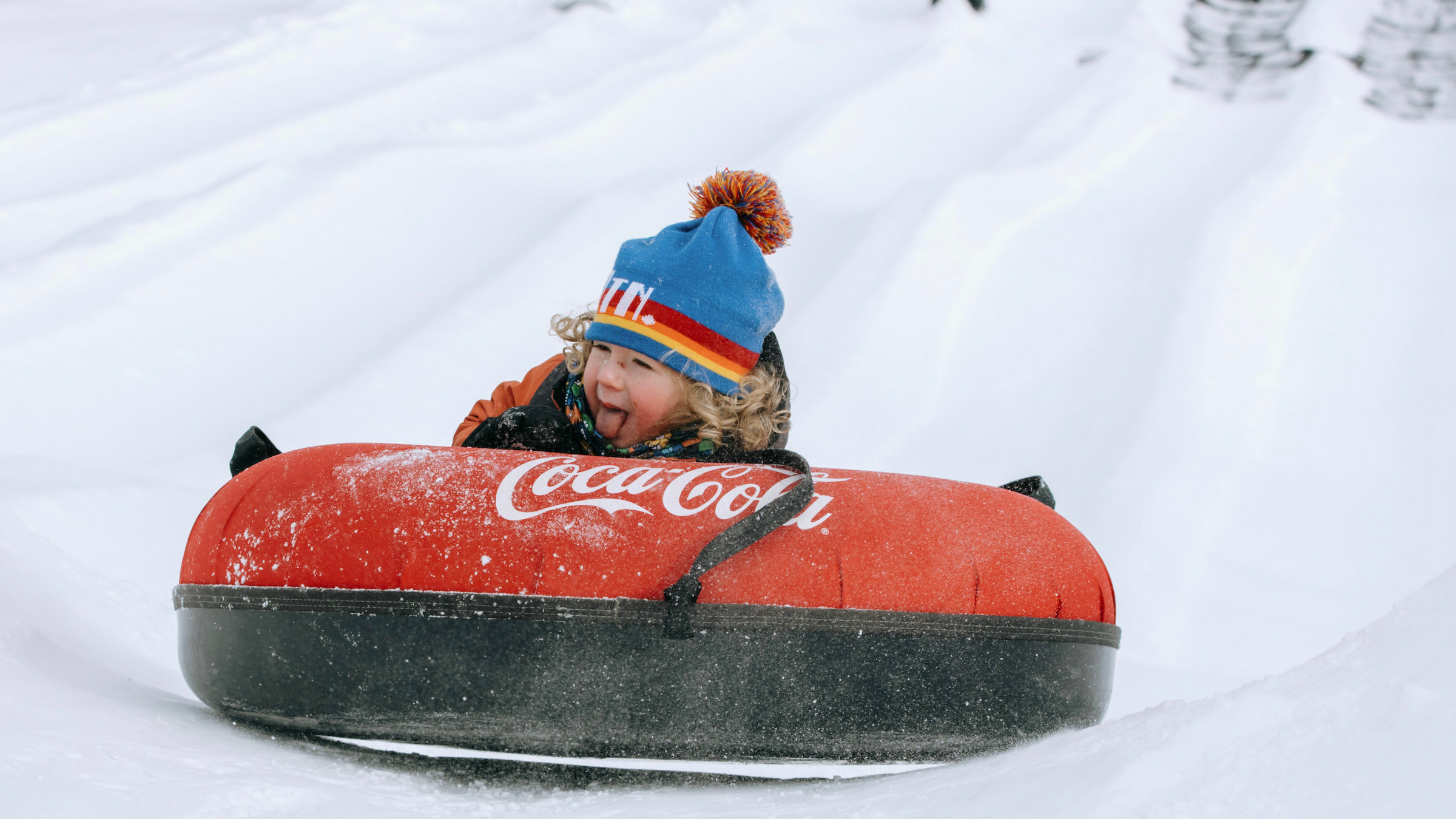 Kid in tube at Hike N Tube at Blue Mountain resort