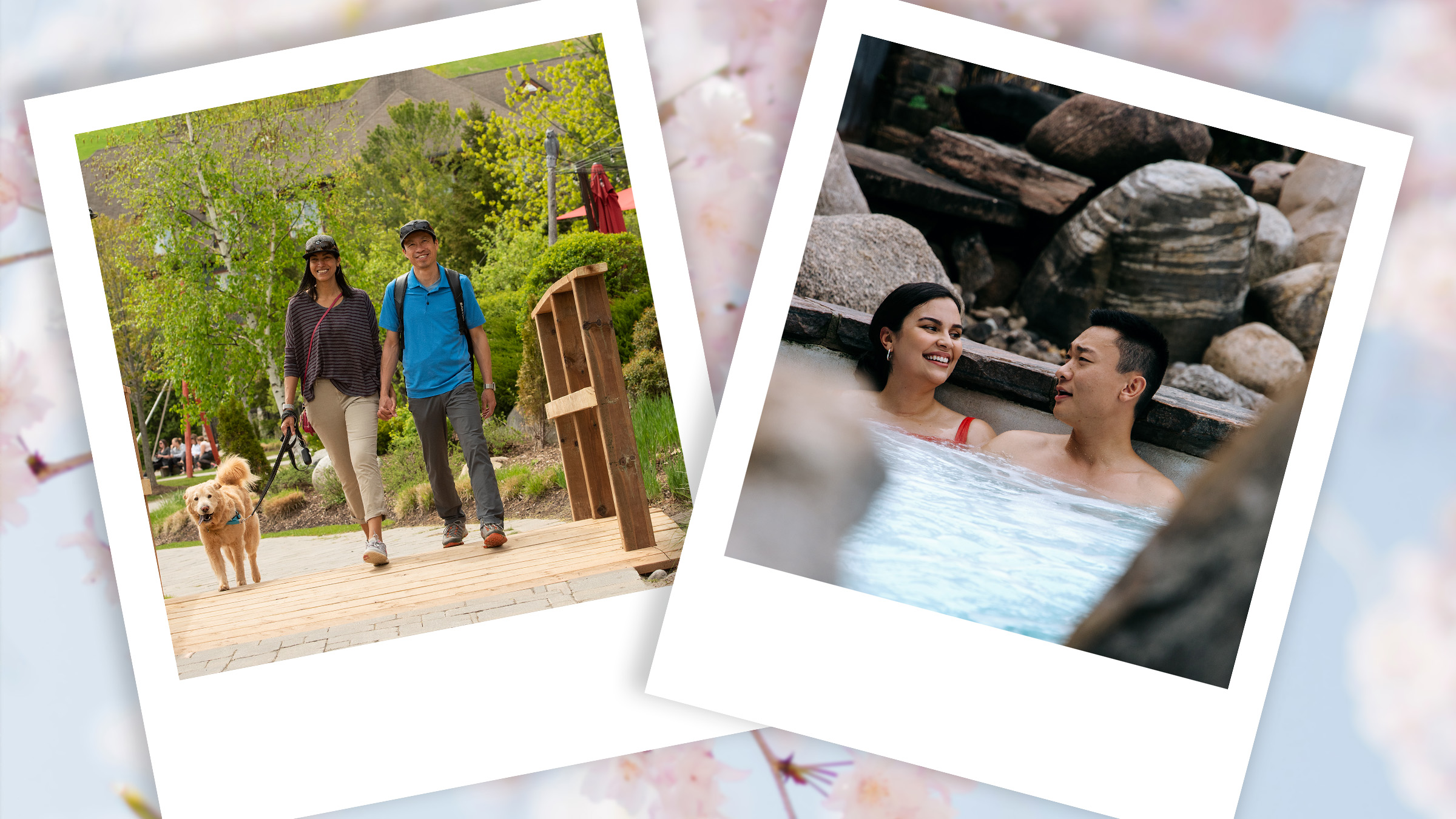 Polaroids of people enjoying their time at Blue Mountain Resort during Easter