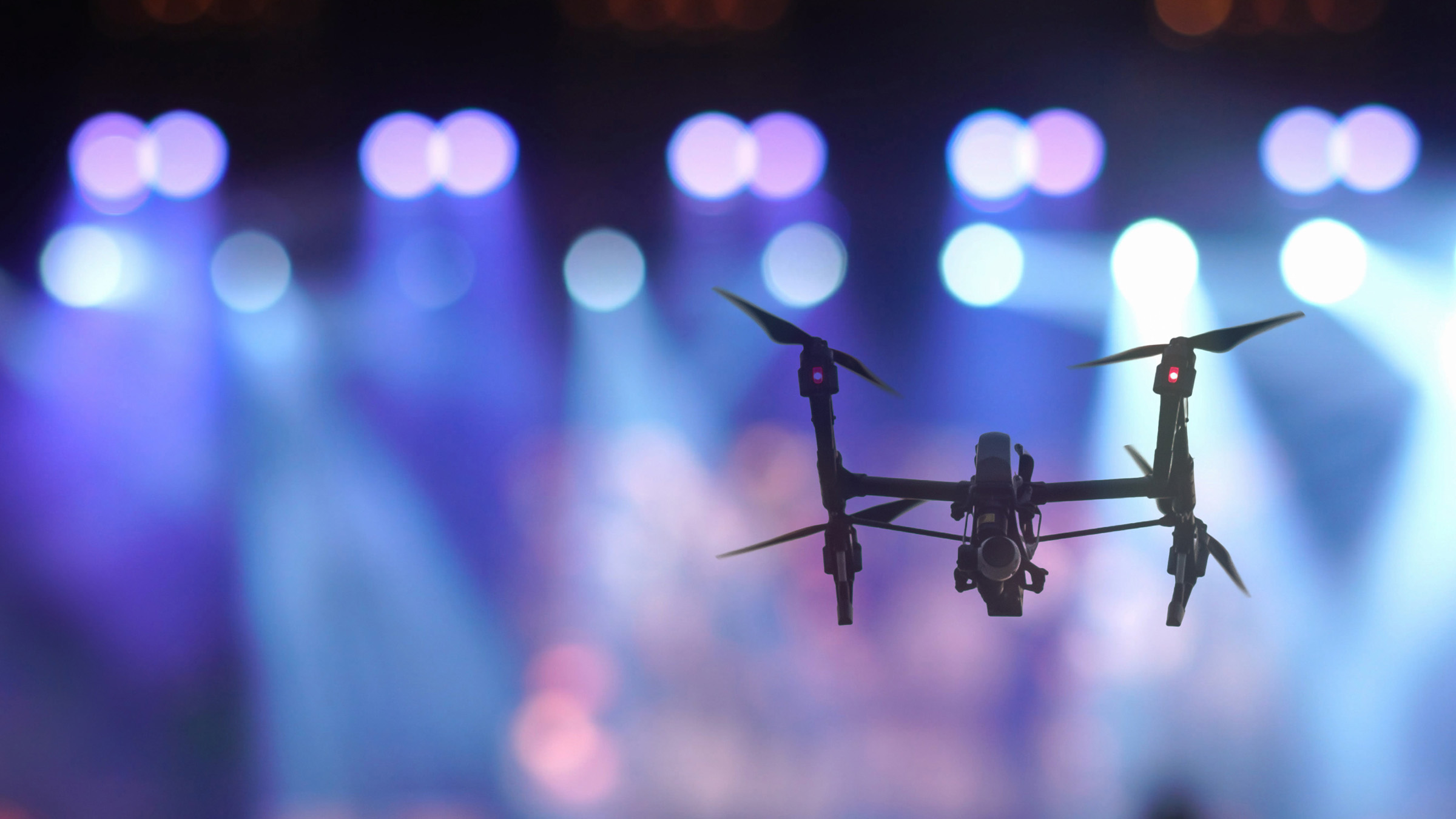 Drone flying during drone show  at Rainbow Ski Weekend at Blue Mountain