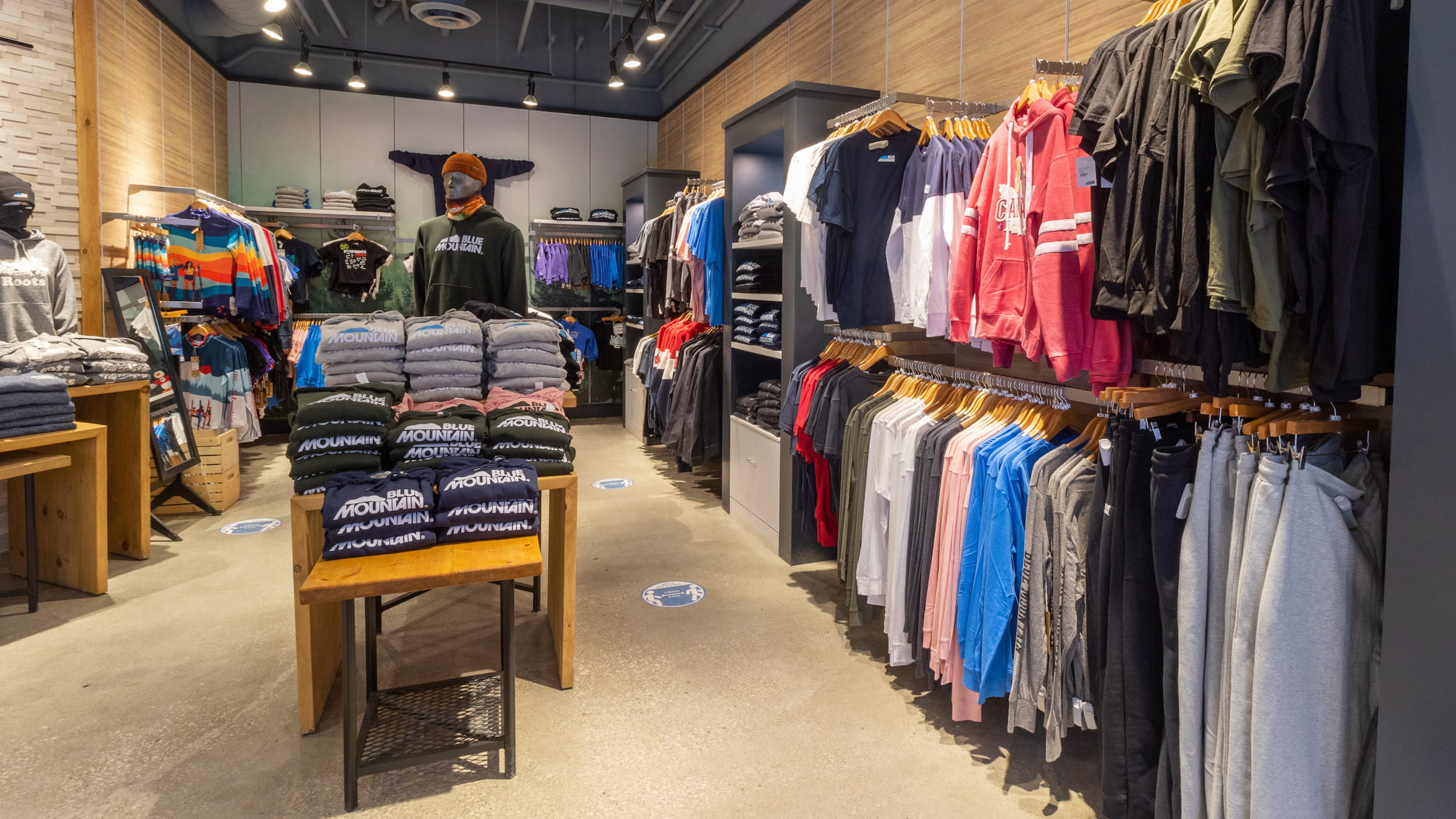 Blue Mountain branded clothing at Blue Mountain Supply Co Store for Shopping Stores at Blue