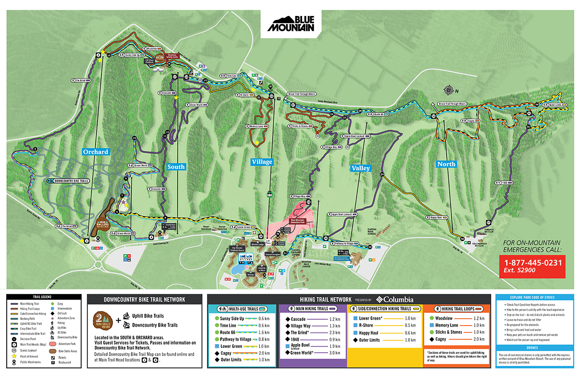 Hiking Map at Blue Mountain