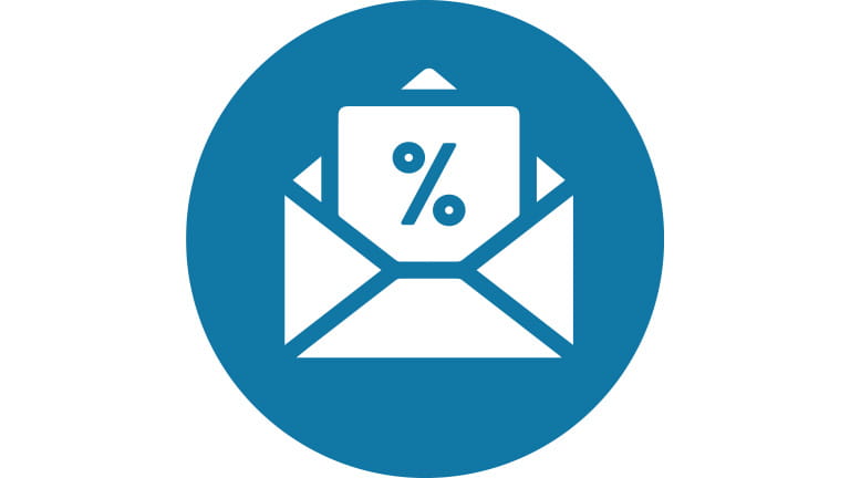 Icon Great Deals Delivered to your Inbox Blue Mountain