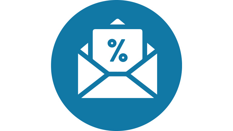 Icon Great Deals Delivered to your Inbox Blue Mountain