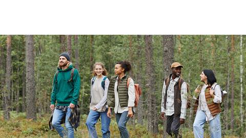 Group of students hiking at Blue Mountain Resort