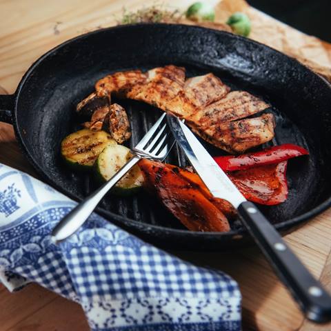 grilled vegetables and chicken fillet traditional