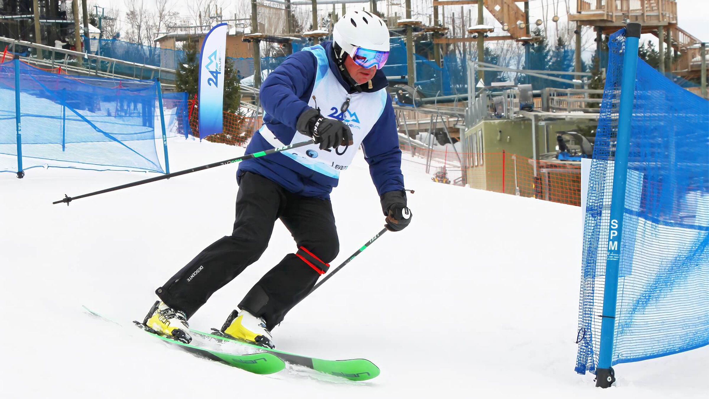 a skier shredding at 24h at Blue