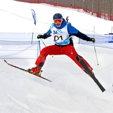 a skier jumping