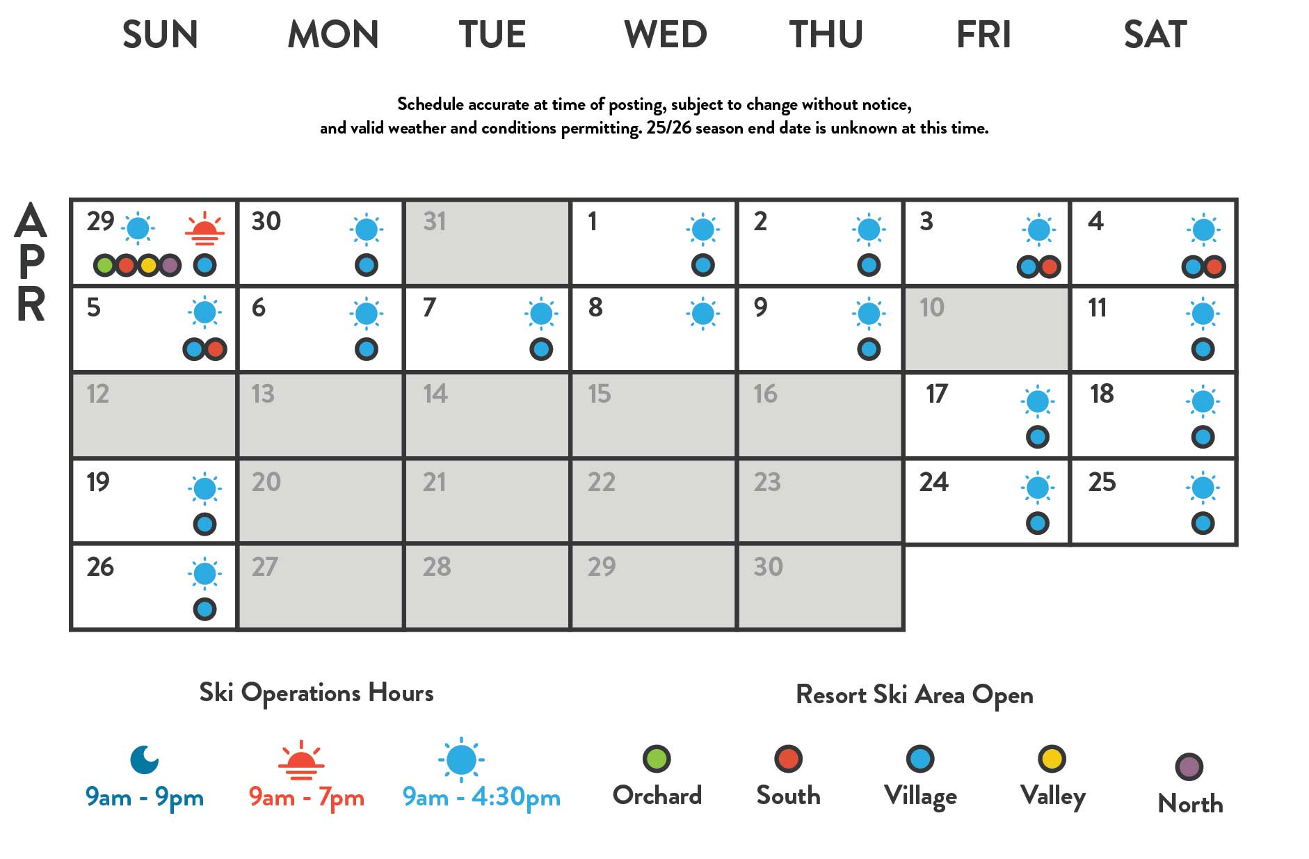 2026 Spring Access Calendar