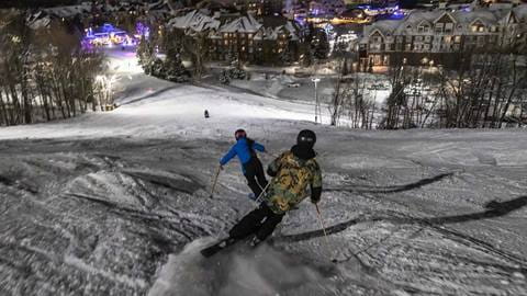 Night Skiing Action Shots
