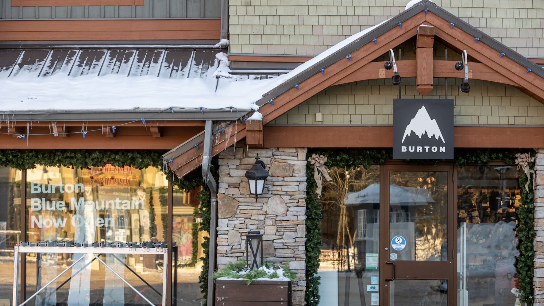 Outside view of Burton store at Blue Mountain Resort in Winter