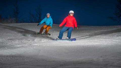Winter Couple Snowboarding
