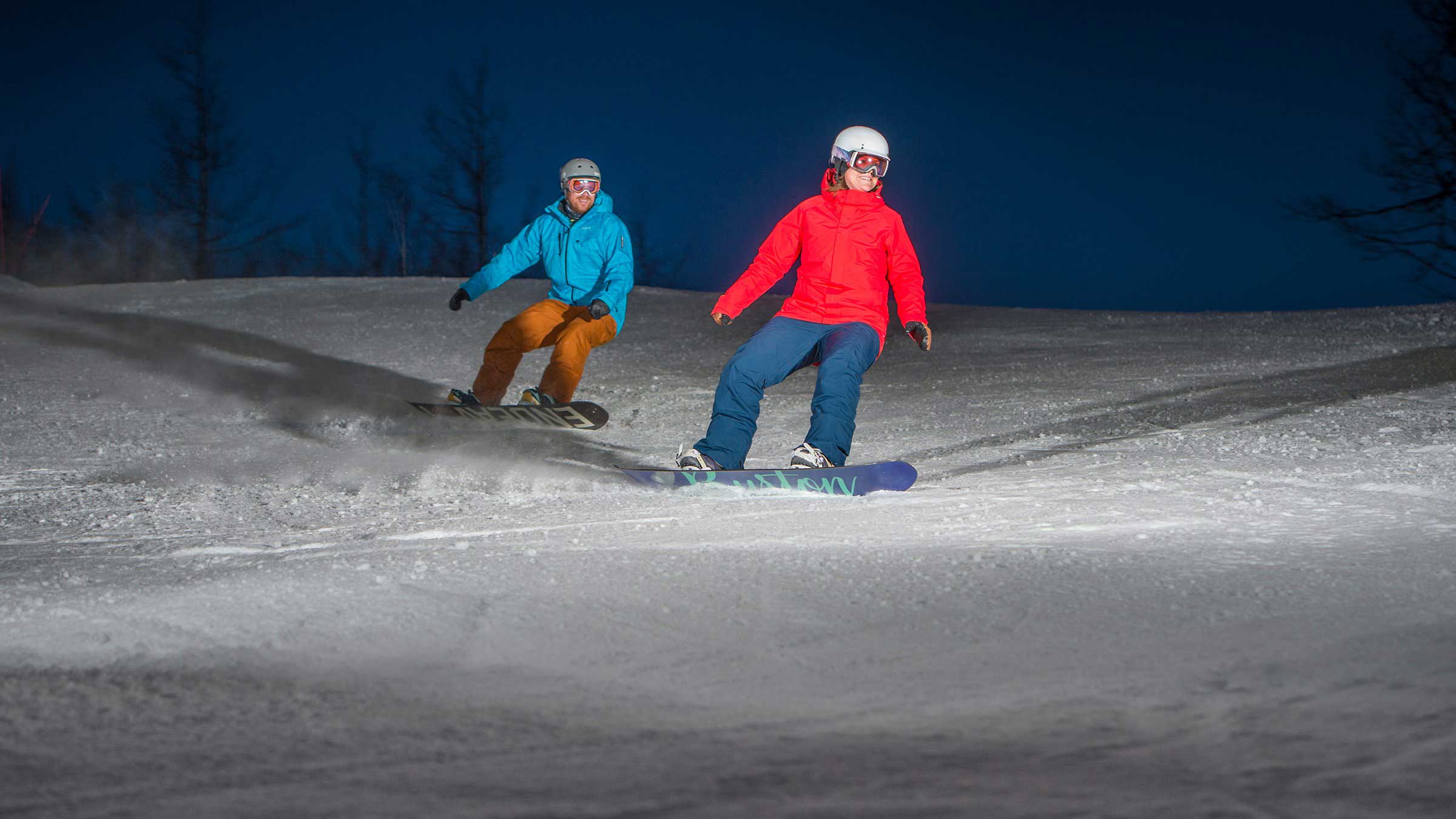 Winter Couple Snowboarding
