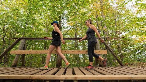 Women hiking at top of mountain